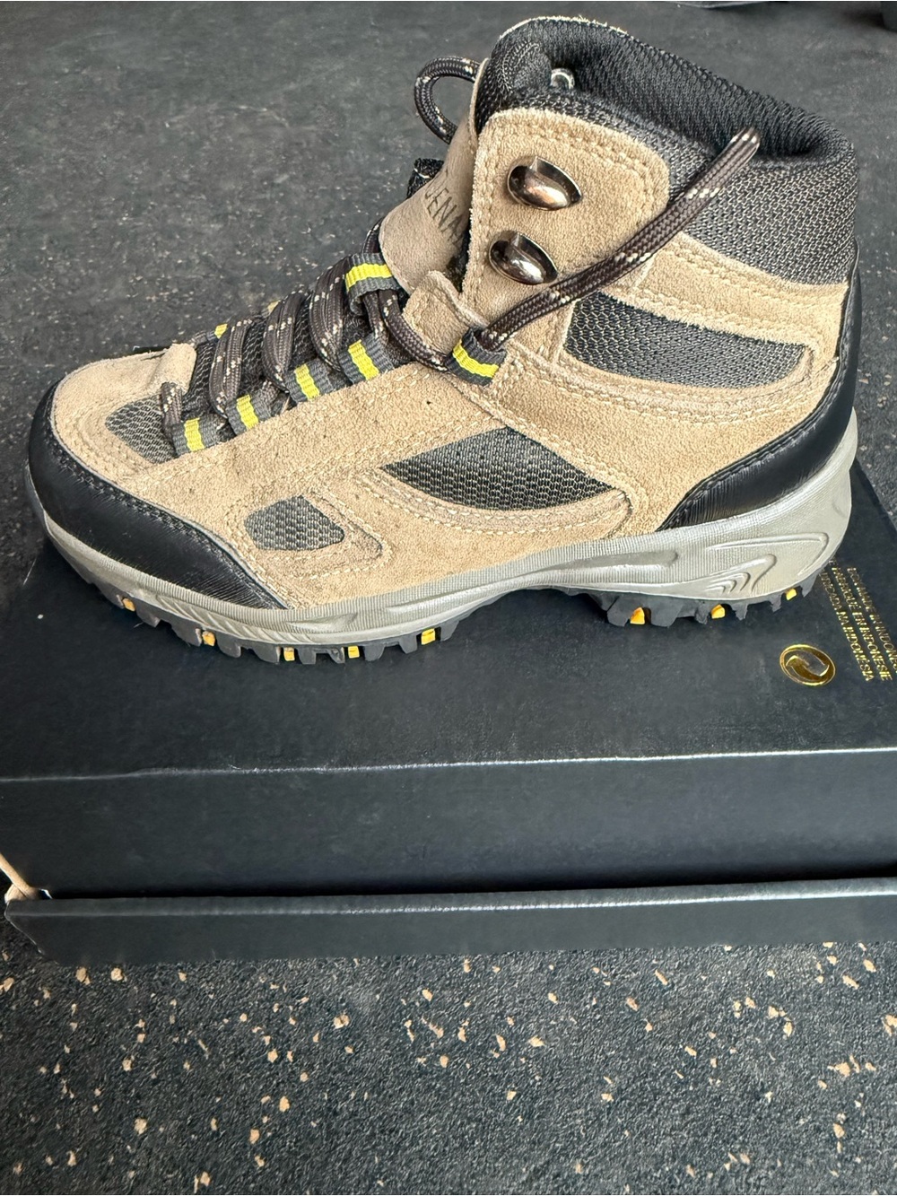 Denali Youth kids -Tan and Black Hiking Boot - Durable Outdoor Trail Shoe